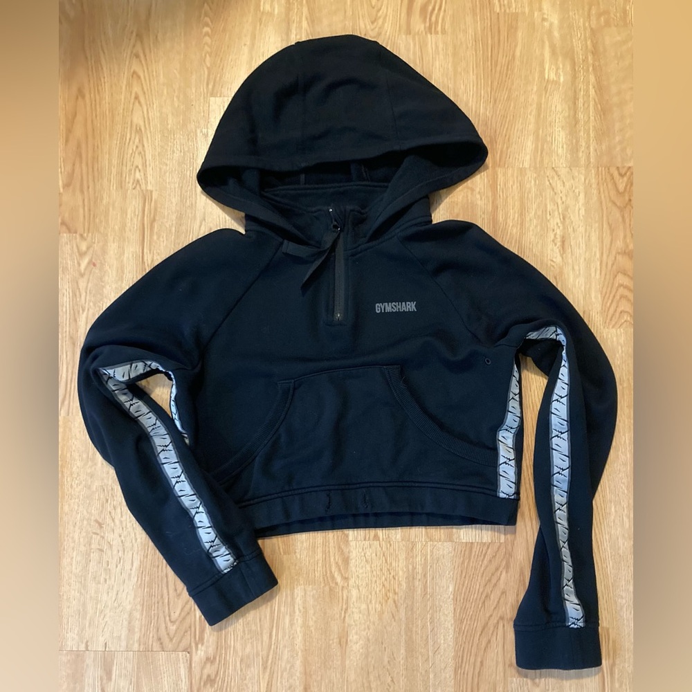Gymshark Black Crop Hoodie with Logo